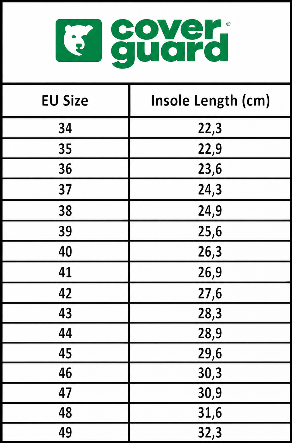 Size chart