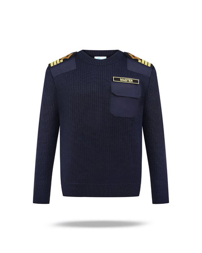 Sweter mundurowy z okrągłym dekoltem