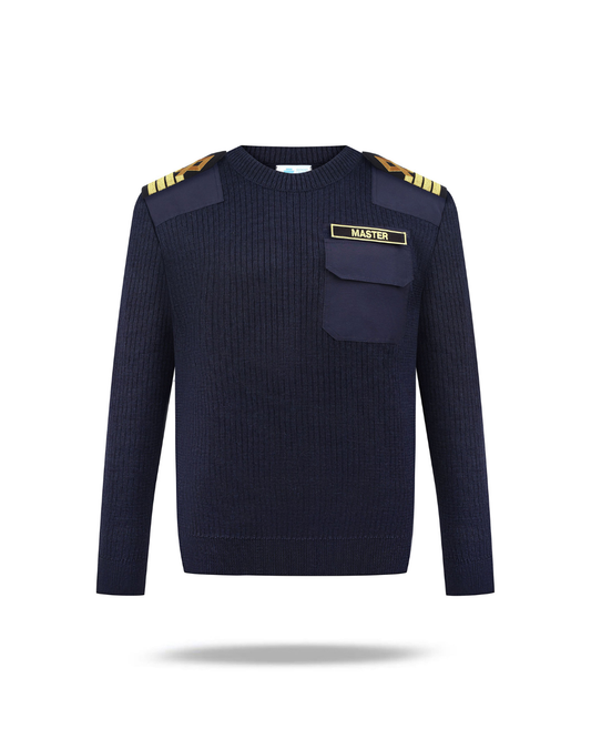 Sweter mundurowy z okrągłym dekoltem