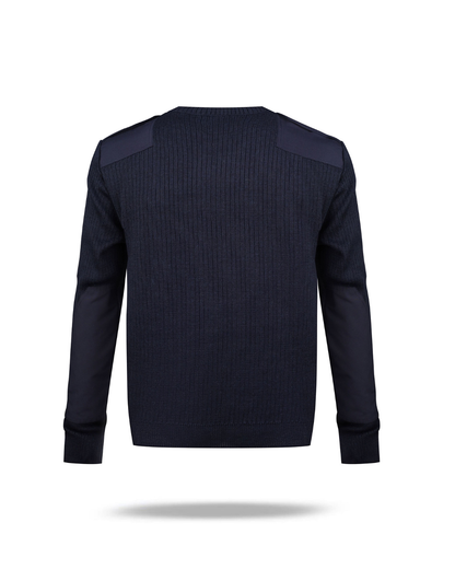 Sweter mundurowy z okrągłym dekoltem