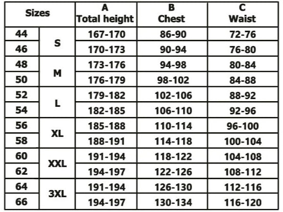Size chart